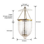 CDNY JUMBO TULIP LANTERN: Etched Glass Hanging Chandelier with Antique Brass Finish, 14" DIA, 33"H, 19.5 JAR - Image 3