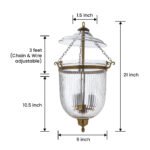 CDNY MEDIUM PRISMATIC LANTERN: Elegant Fluted Glass Hanging Chandelier with Antique Brass Finish, 9" DIA, H 21" JAR 10.5" - Image 3