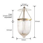 CDNY JUMBO PRISMATIC LANTERN: Fluted Glass Hanging Chandelier with Antique Brass Finish, 14" DIA, 33"H, 19.5 JAR - Image 3