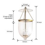 CDNY JUMBO MINI STAR CUT LANTERN: Etched Glass Hanging Chandelier with Antique Brass Finish, 14" DIA, 33"H, 19.5 JAR - Image 3