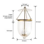 CDNY JUMBO PLAIN CLEAR LANTERN: Classic Clear Glass Hanging Chandelier with Antique Brass Finish, 14" DIA, 33"H, 19.5 JAR - Image 3