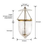CDNY JUMBO STAR CUT LANTERN: Etched Glass Hanging Chandelier with Antique Brass Finish, 14" DIA, 33"H, 19.5 JAR - Image 3