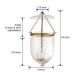 CDNY JUMBO DIAMOND CUT LANTERN: Etched Glass Hanging Chandelier with Antique Brass Finish, 14" DIA, 33"H, 19.5 JAR - Image 3