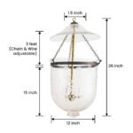 CDNY LARGE STAR FLOWER LANTERN: Etched Glass Hanging Chandelier with Brass Finish, H 26", 12" DIA, 15" JAR - Image 3