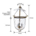 CDNY MEDIUM STAR FEATHER LANTERN: Elegantly Etched Glass Hanging Chandelier with Antique Brass Finish, 9" DIA, H 21" JAR 10.5" - Image 3