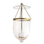 CDNY Jumbo Mini Star Cut Lantern Chandelier featuring etched star glass with an antique brass finish