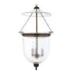 CDNY Large Diamond Cut Lantern Chandelier with faceted glass and antique brass finish
