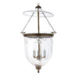CDNY Large Palm Tree Lantern Chandelier with etched tropical glass
