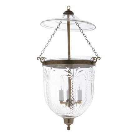 CDNY Large Palm Tree Lantern Chandelier with etched tropical glass