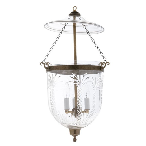 CDNY Large Palm Tree Lantern Chandelier with etched tropical glass