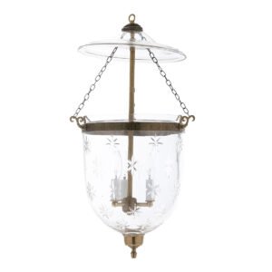 CDNY Large Star Cut Lantern Chandelier featuring dazzling star etched glass and an antique brass finish