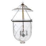 CDNY Large Star Feather Lantern Chandelier featuring elegantly etched glass with a star and feather pattern and a brass finish