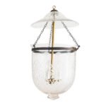 CDNY Large Star Flower Lantern Chandelier featuring etched star and floral glass with a brass finish