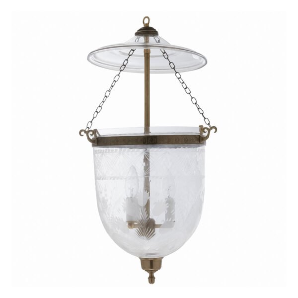 CDNY Large Tulip Lantern Chandelier with grand etched tulip glass