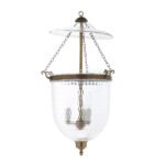 CDNY Large Thumbprint Lantern Chandelier with textured glass and antique brass finish