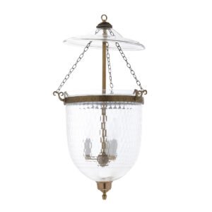 CDNY Large Thumbprint Lantern Chandelier with textured glass and antique brass finish