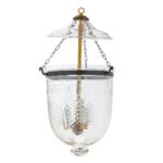 CDNY Medium Greekey Lantern Chandelier with etched Greek Key glass