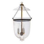 CDNY Medium Plain Greek Key Lantern Chandelier with etched Greek Key band glass