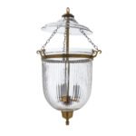 CDNY Medium Prismatic Lantern Chandelier featuring elegant fluted glass and an antique brass finish