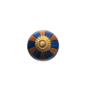 BROWN & BLUE CERAMIC BALL KNOB , 1.5" , .13 lbs (Pack of 6)