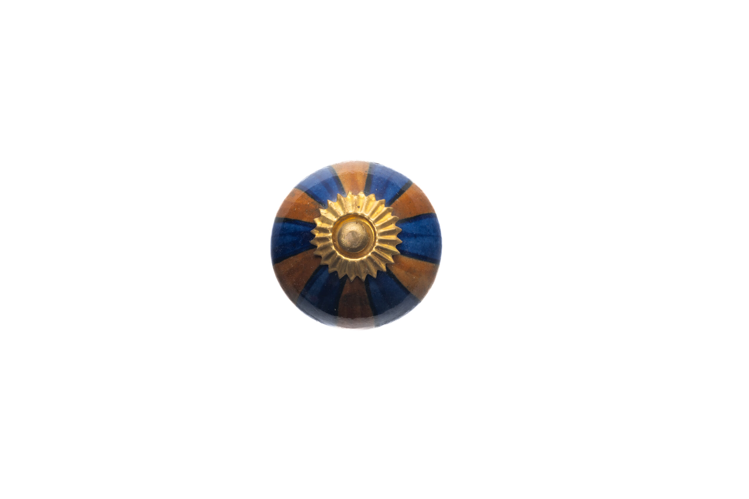 BROWN & BLUE CERAMIC BALL KNOB , 1.5" , .13 lbs (Pack of 6)