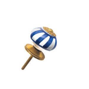 BLUE SWIRL LINE ON WHITE KNOB , 1.5" , .13 lbs (Pack of 6)