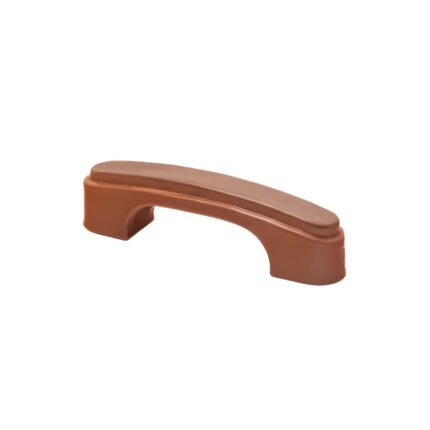Modern flat top cabinet pull handle with 3.5-inch center on a white kitchen cabinet