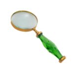 Elegant green faceted handle magnifying glass for desk decor