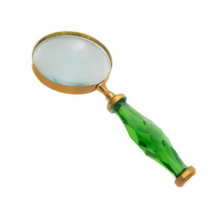 Elegant green faceted handle magnifying glass for desk decor