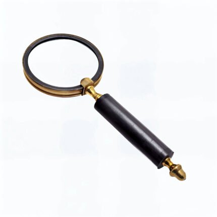 Classic handheld magnifying glass with wooden handle for reading