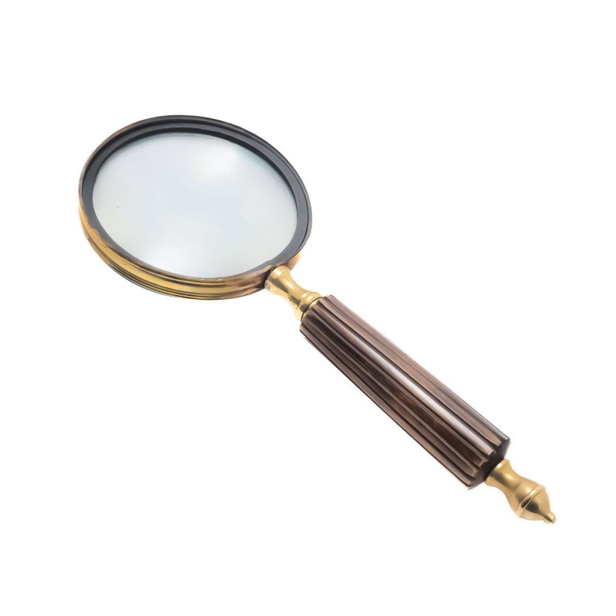 Classic ribbed dark wood handle magnifying glass for desk decor