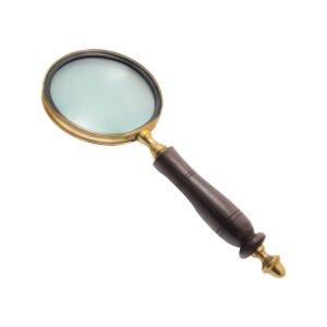 Vintage carved dark wood handle magnifying glass for desk decor