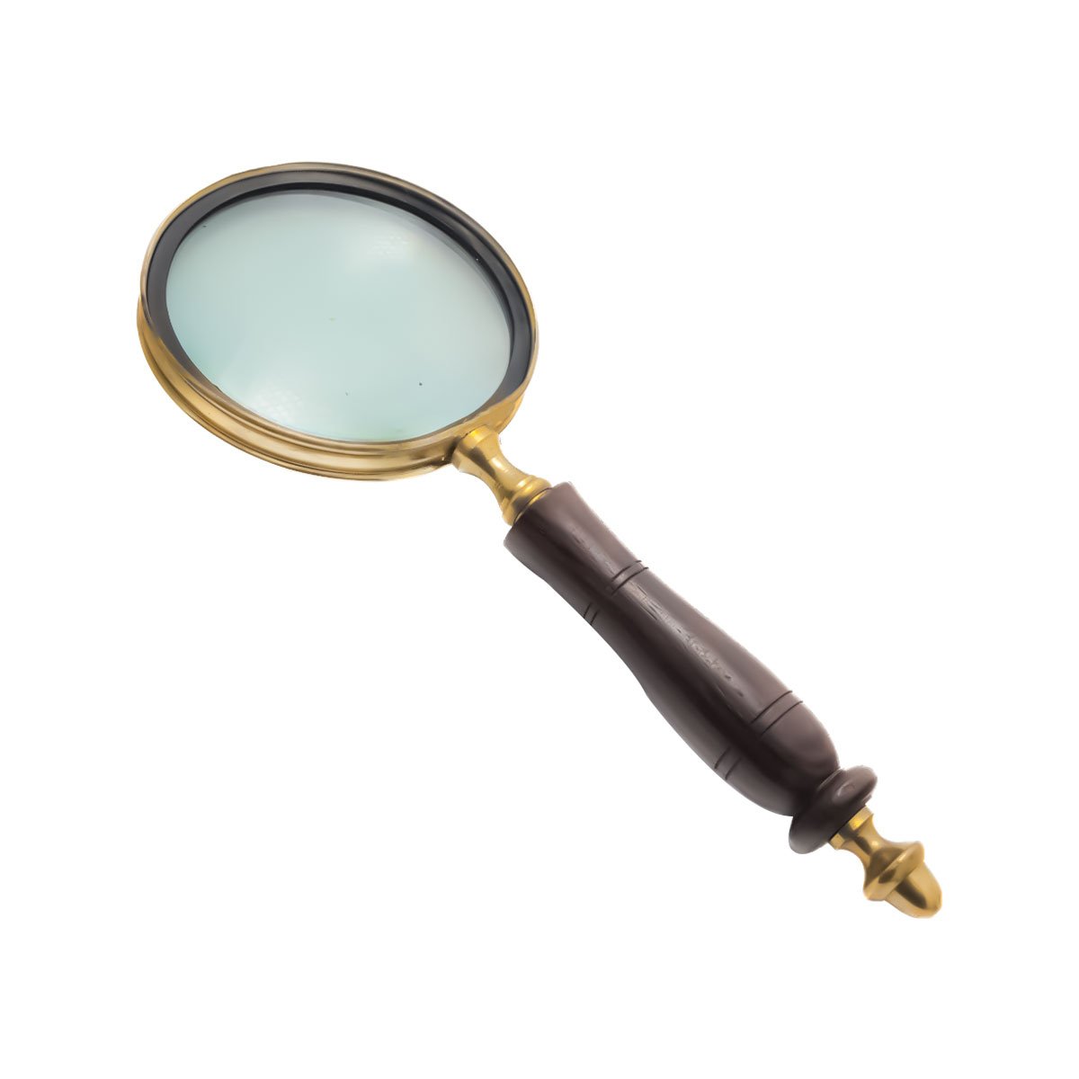 Vintage carved dark wood handle magnifying glass for desk decor