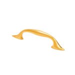 Elegant golden door pull handle with a 4.5-inch hole spacing on a white kitchen cabinet
