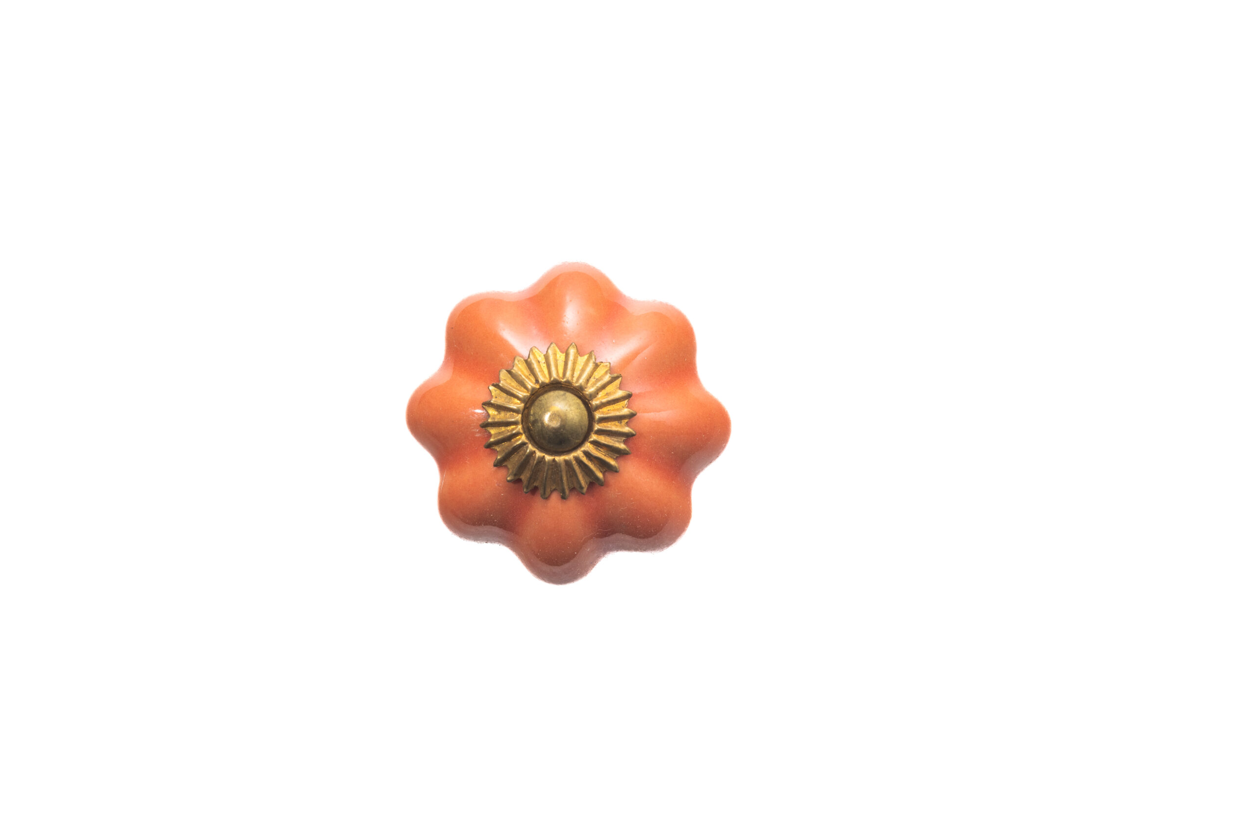 ORANGE CERAMIC MELON KNOB , 1.75" , .14 lbs (Pack of 6)