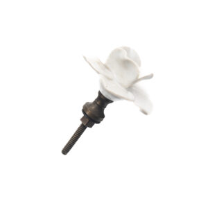 CERAMIC WHITE ROSE KNOB , 2" , .08 lbs (Pack of 6)