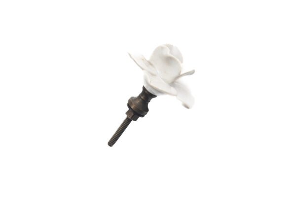 CERAMIC WHITE ROSE KNOB , 2" , .08 lbs (Pack of 6)