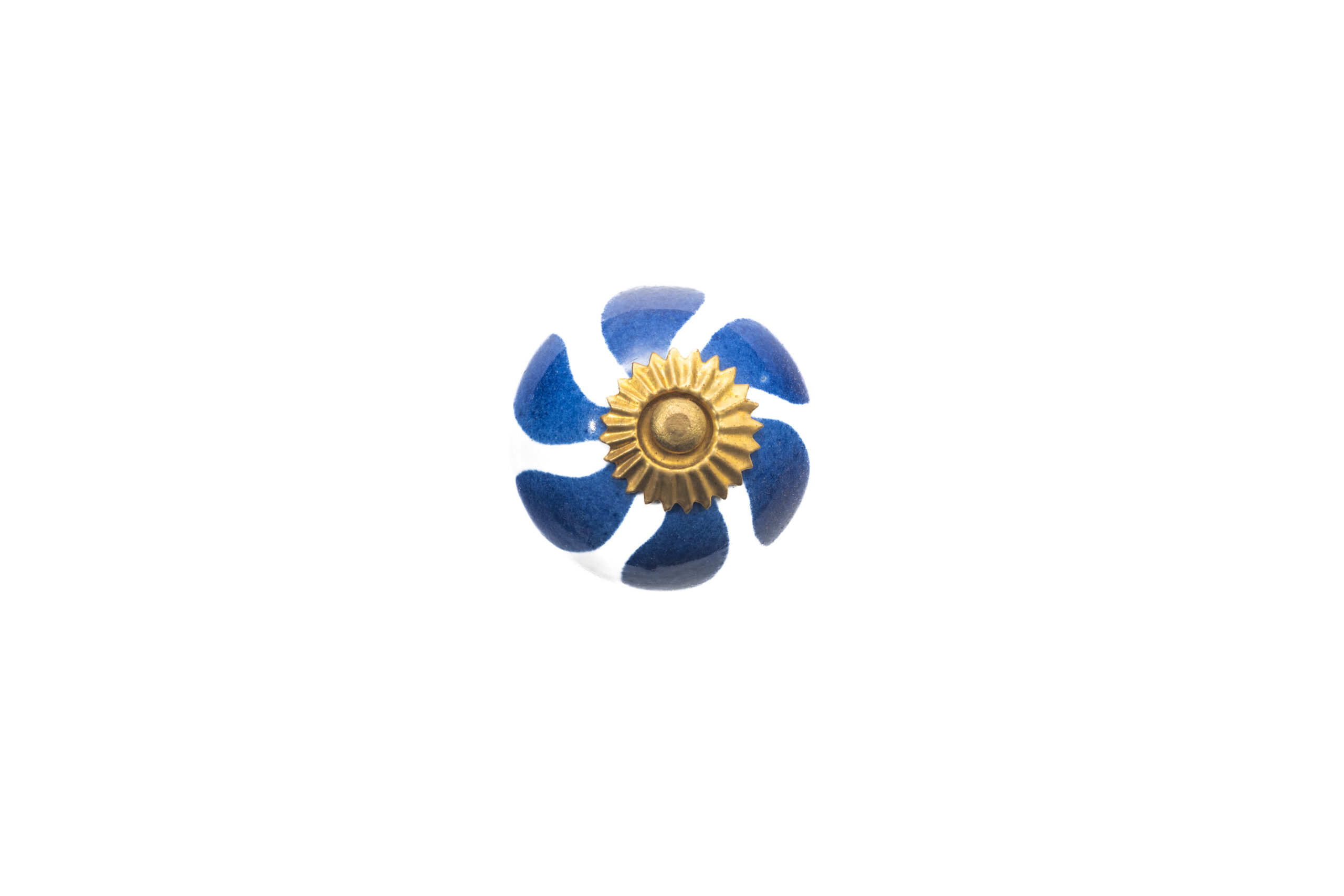 CERAMIC BALL KNOB WITH BLUE BIG LEAF , 1.5" , .13 lbs (Pack of 6)