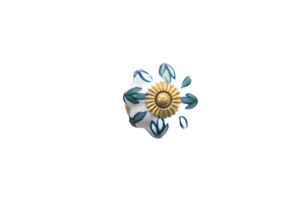 CERAMIC MELON KNOB WITH MULTI FLOWER , 1.75" , .14 lbs (Pack of 6)