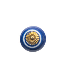 CERAMIC BLUE BALL KNOB WITH WHITE LINE , 1.5" , .13 lbs (Pack of 6)