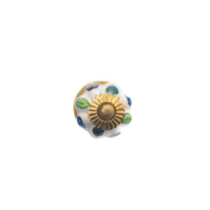 CERAMIC MELON KNOB WITH MULTI FLOWER , 1.5 " , .13 lbs (Pack of 6)