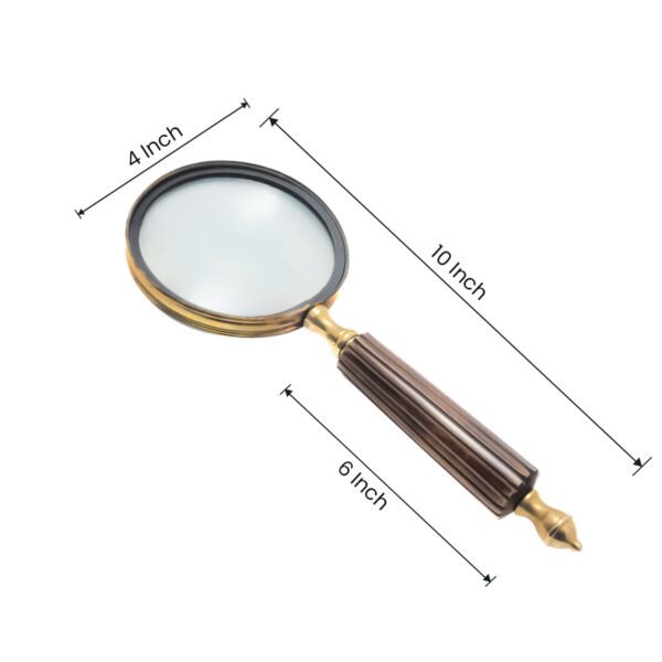 Ribbed Dark Wood Handle Magnifying Glass - CDNY - Image 2