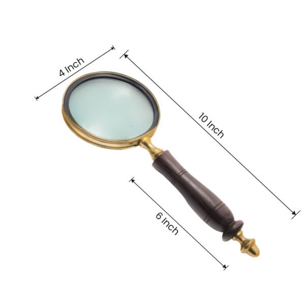 Vintage Carved Dark Wood Handle Magnifying Glass - CDNY - Image 2