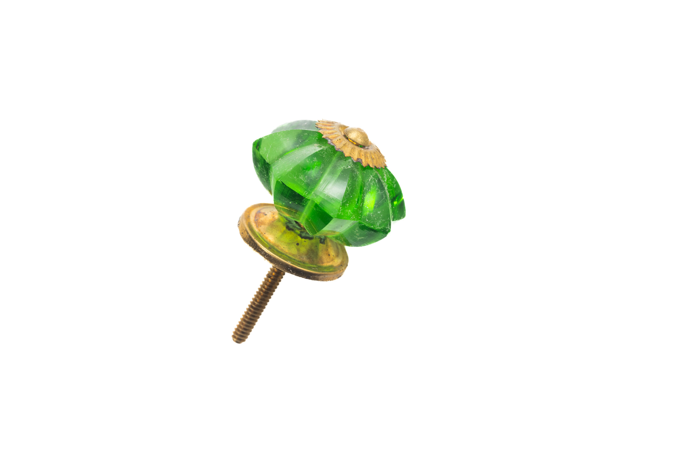 GREEN ROSE GLASS KNOB , 2″ .09 lbs (Pack of 6)