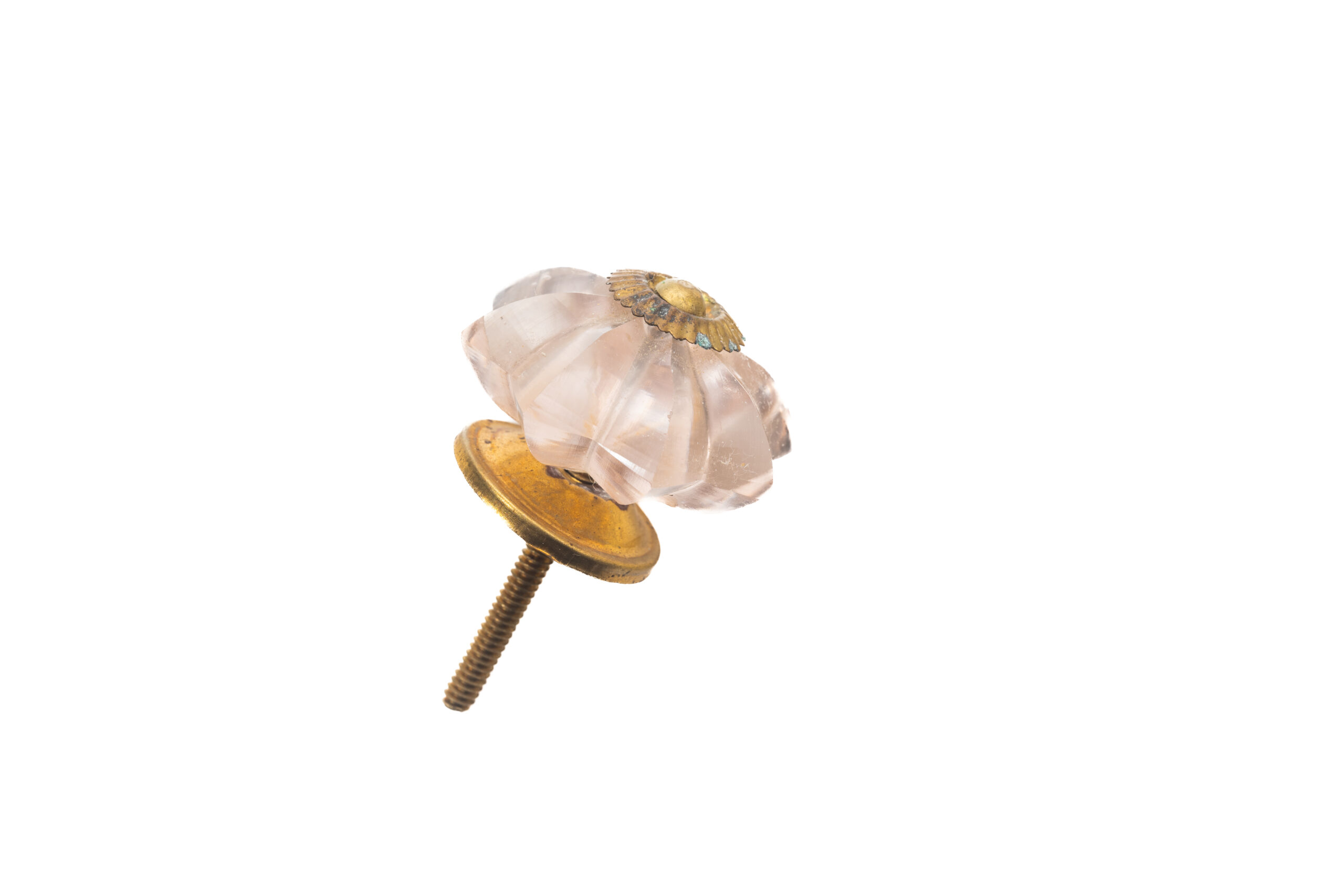 CLEAR ROSE GLASS KNOB . 2″ , .09 lbs (Pack of 6)