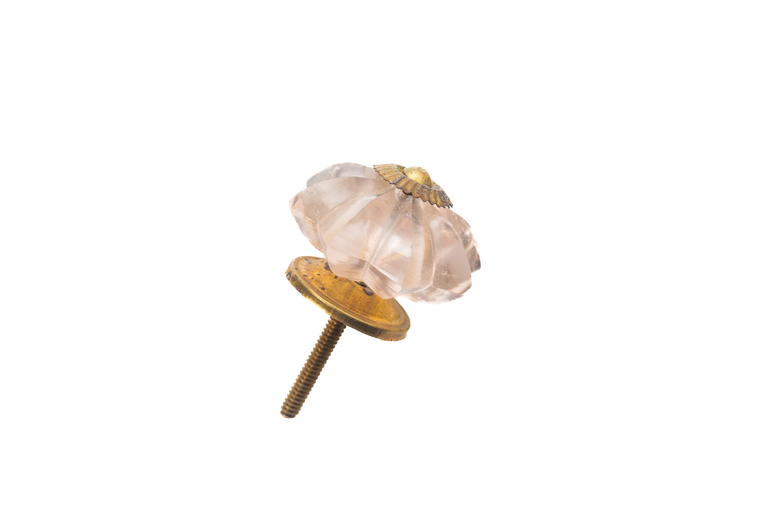 PINK ROSE GLASS KNOB , 2″ , .09 lbs (Pack of 6)