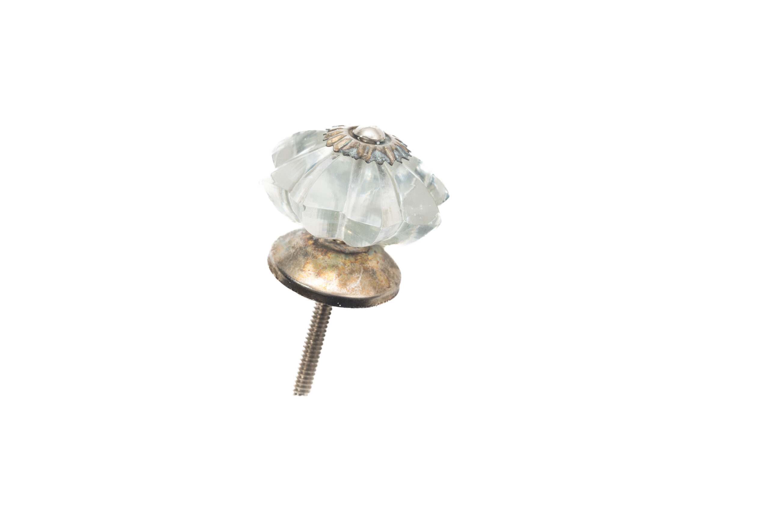 CLEAR W/SILVER TOP ROSE GLASS KNOB , 2″ , .09 lbs (Pack of 6)