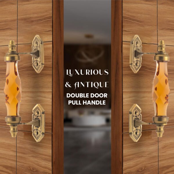 Golden Amber Crystal and Brass Pull Handle - 5" & 6.5" Centers - Image 2