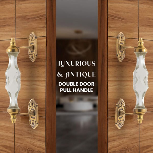 Elegant Clear Faceted Crystal and Brass Pull Handle - 5" & 6.5" Centers - Image 2