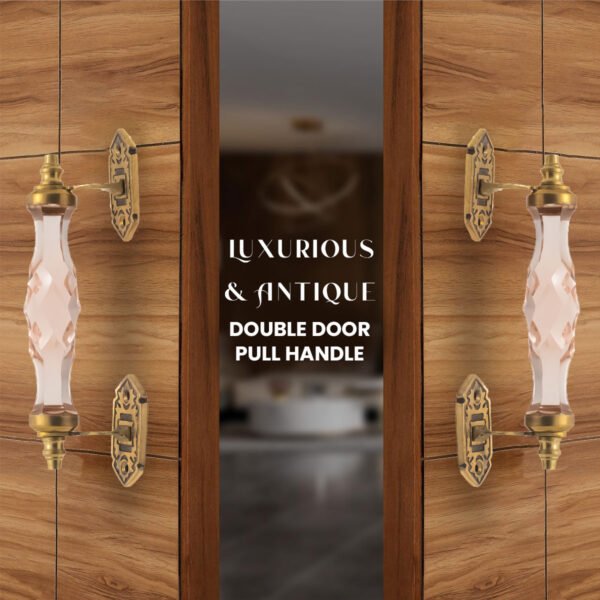 Chic Pink Crystal and Brass Pull Handle - 5 Inch & 6.5 Inch - Image 2